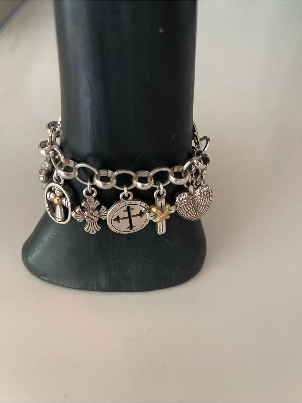 Brighton Silver and Gold Accent Religious Charm Bracelet